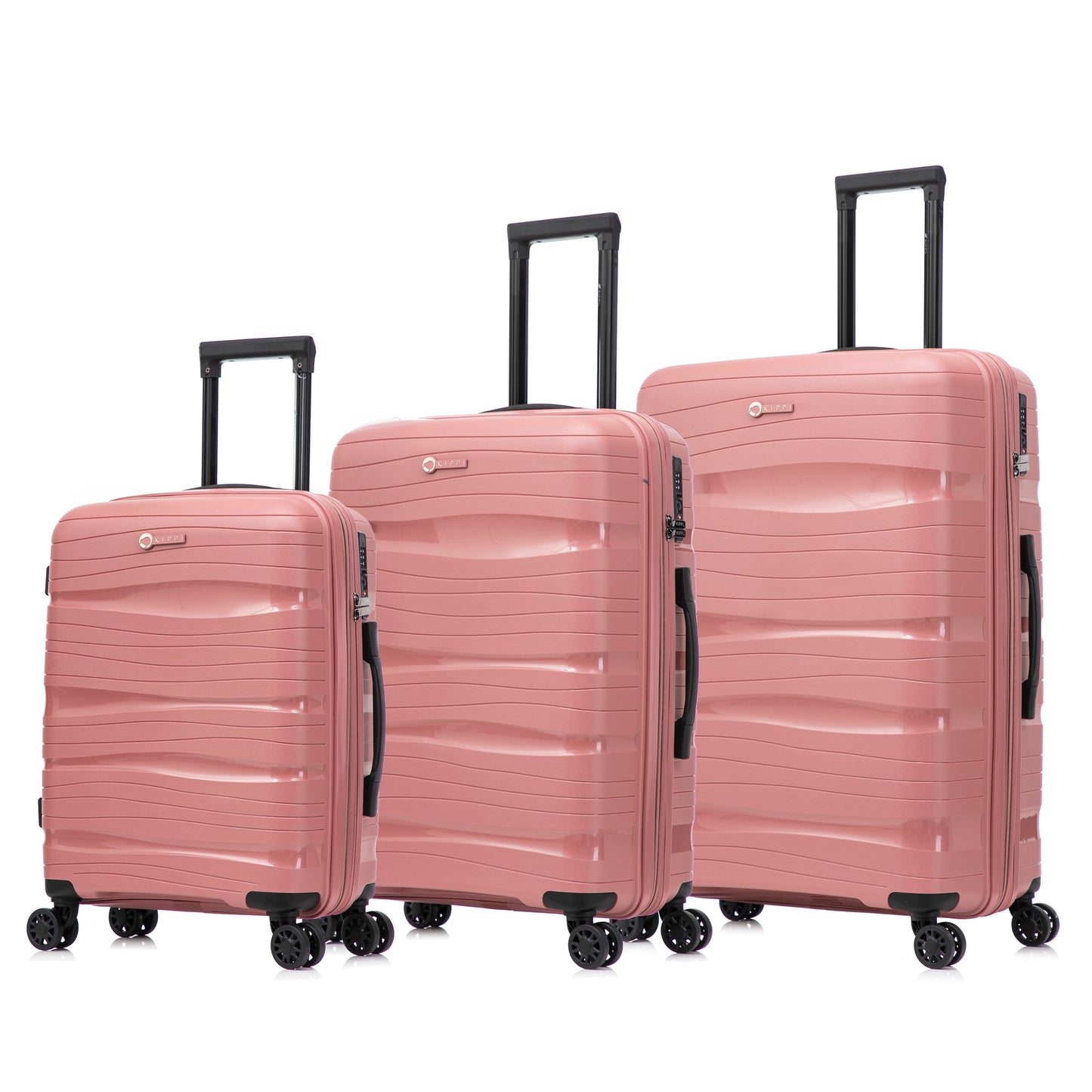 Pack 2x Maleta cabina + grande (S+L) Kippi Wavy Rose Gold