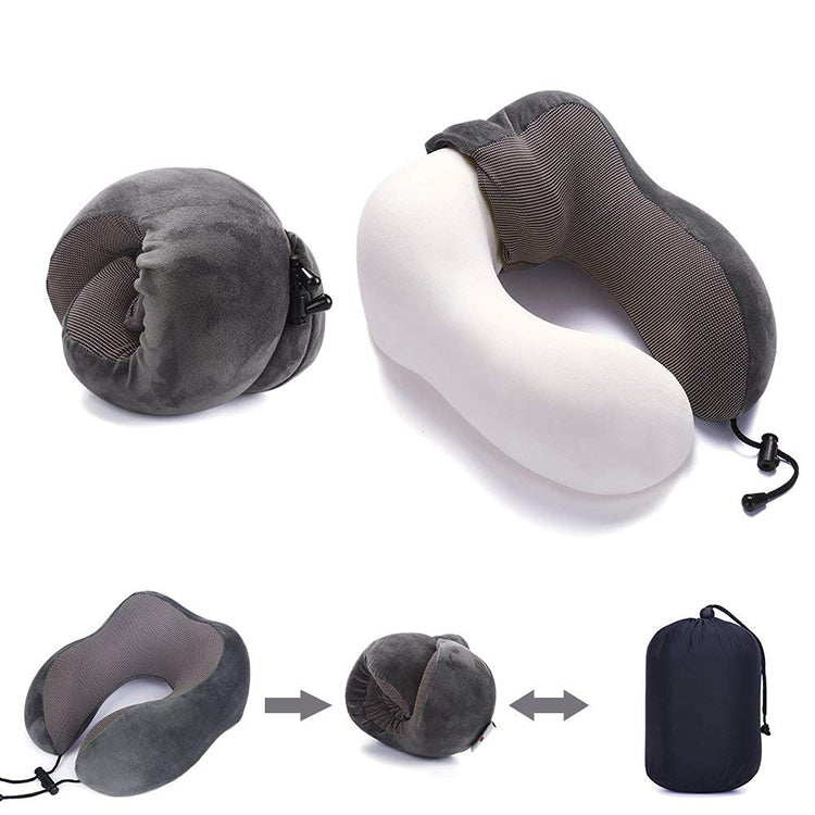 Kit Almohada de cuello Memory Foam, Antifaz acolchado y tapones