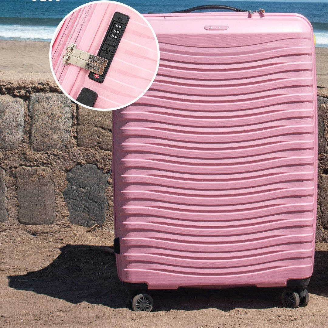 Maleta cabina rosa para viajar con candado TSA
