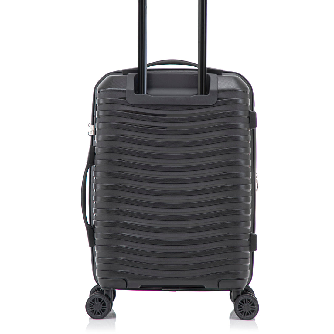 Maleta cabina negra para viajar con 8 ruedas 