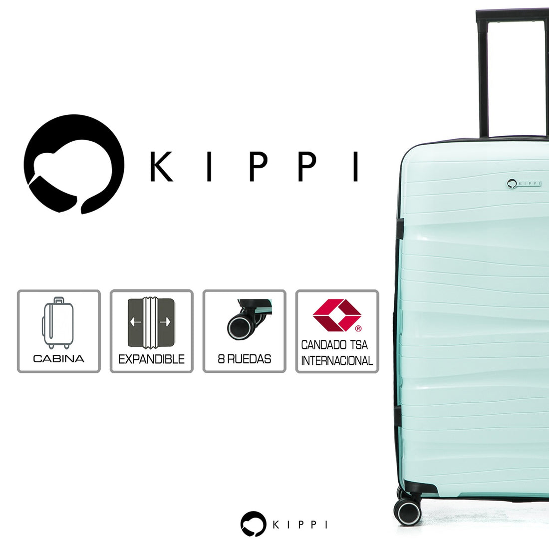 Maleta cabina verde agua para viajar KIPPI