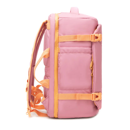 Mochila de viaje rosada expandible