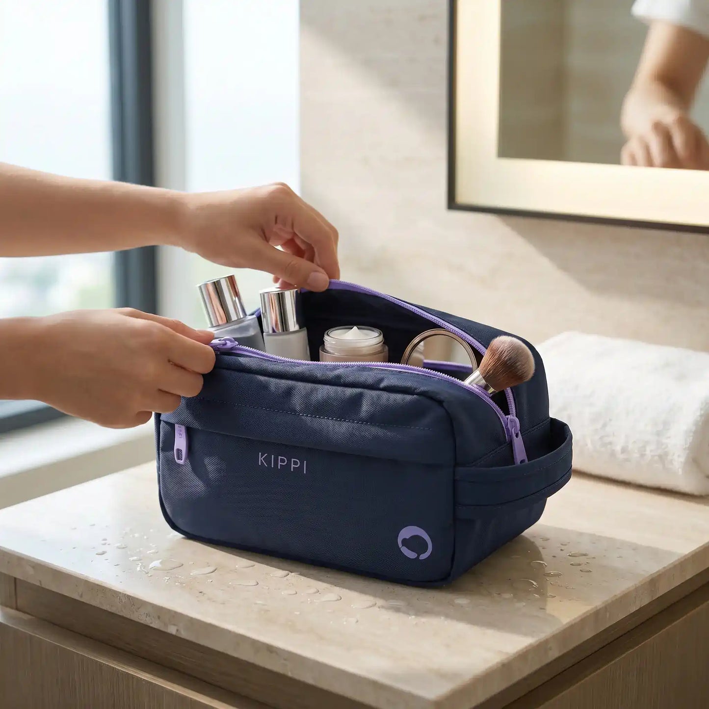 Cosmetiquero travel Kippi Navy Purple