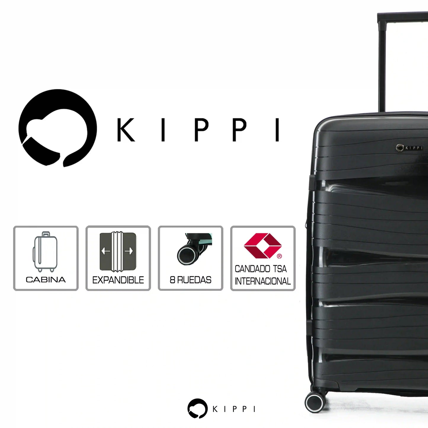 Maleta Cabina Kippi Wavy Black